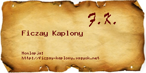 Ficzay Kaplony névjegykártya